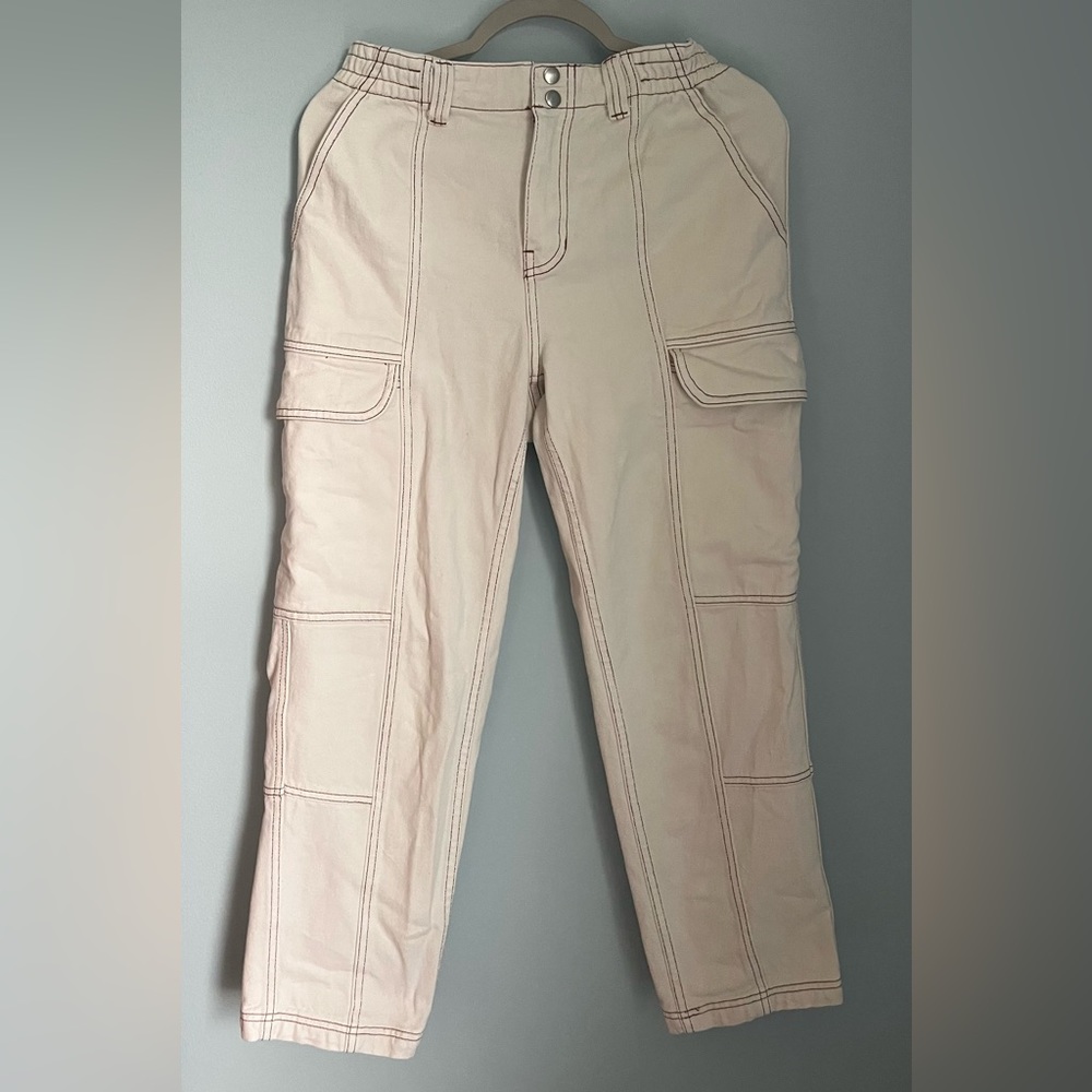 Pacsun Wide Leg Cream Cargo Pants Size Medium